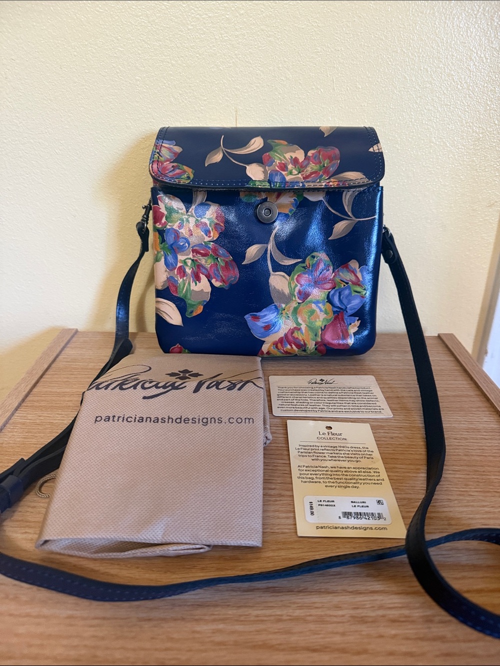 Patricia Nash Navy Floral Crossbody with Multicolor Blossoms